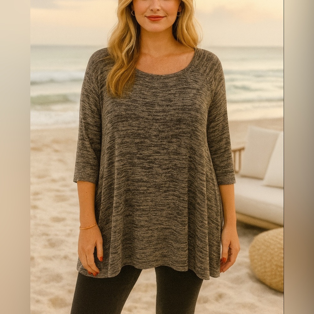 Soma Live Lounge Wear Heathered Gray 3/4 Sleeve Tunic Top – Size Medium